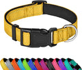 Reflective Dog Collar, Adjustable Soft Neoprene Padded Nylon Pet Collars with Buckle for Extra Large Dogs, Yellow,XL