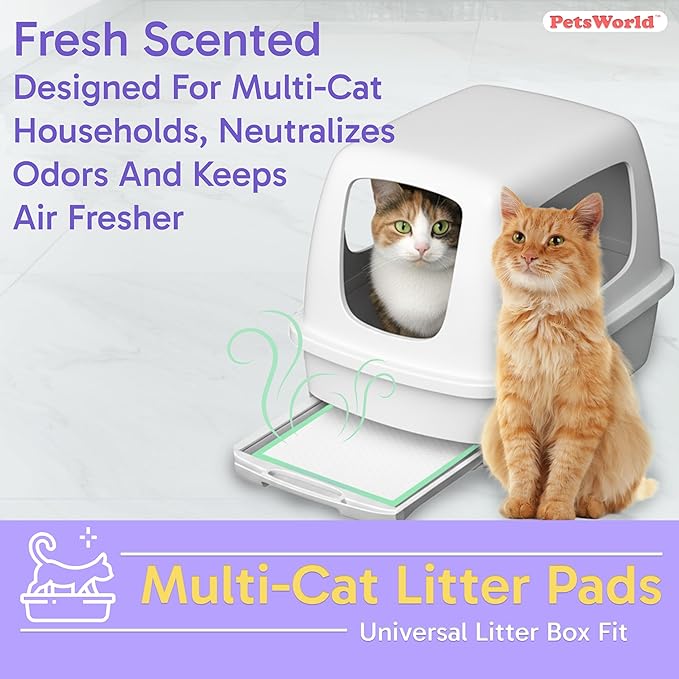 PetsWorld Universal Fit Multi-Cat Pad Refills for Litter Box, Fresh Scented, Ultra-Absorbent, Odor Control, Pack of 600