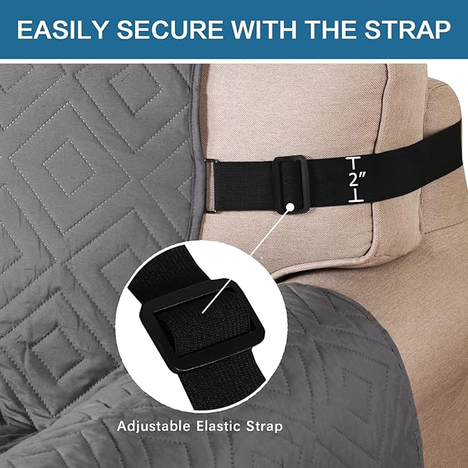 Reversible Sofa Slipcover Furniture Protector Water Resistant 2 Inch Wide Elastic Straps Sofa Cover Couch Covers Pets Kids Fit Sitting Width Up to 66" (Sofa: 75" x 110", Gray/Beige)