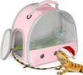 Ventilation Carrier for Bearded Dragon,Guinea Pig Carrier,Guinea Pig Carrier for 2,Reptile Travel Carrier for Lizards Sugar Glider Hedgehog Rat Parrot Birds,Airline Approved Pink