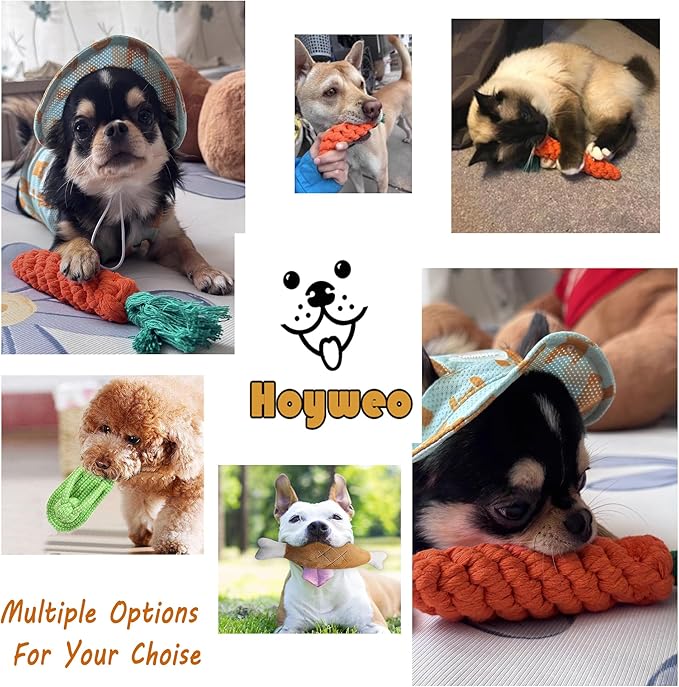 3PCS Natural Cotton Rope Toys for Small Dogs and Puppies, Dog Dental Care Chew Toys for Teething,Anxiety Relief, Helps Clean Teeth & Prevent Furniture Destruction(Chicken Leg Set)