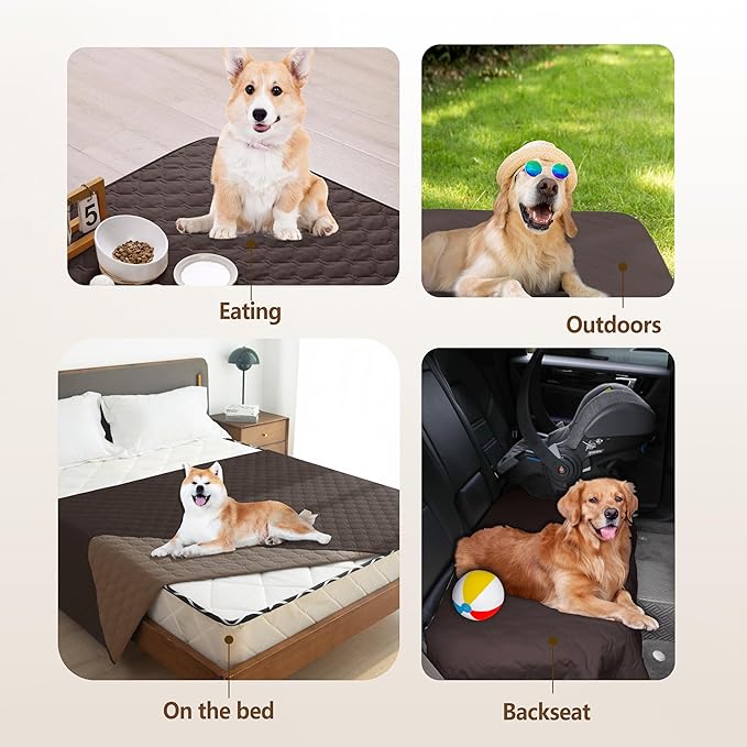 gogobunny 100% Double Sided Waterproof Dog Blanket Soft Pet Bed Cover Reversible Protect Furniture Couch Sofa Car for Puppy Large Dog Cat (Dark Coffee/Light Coffee, 52x82 Inch (Pack of 1))