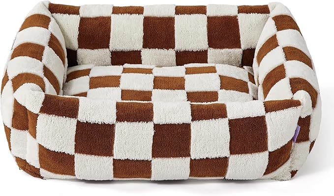 LE SURE Cute Dog Bed for Medium Dogs - Washable Pet Beds,Cozy Rectangle Orthopedic Sofa with Jacquard Shaggy Plush & Anti Slip Bottom,30x24x8inches