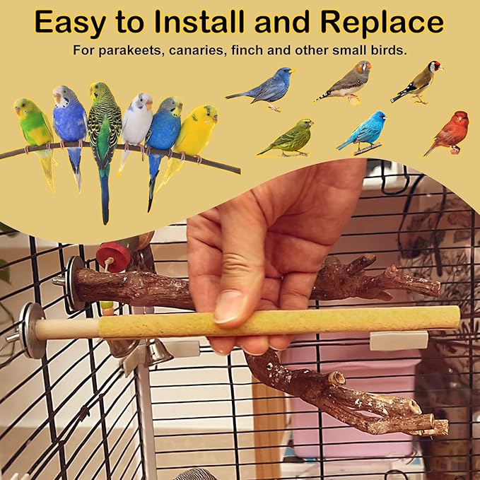 S&X 12-Pack Large Sanded Perch Covers for Parakeets, Lovebirds, Parrotlets, Finches, Canaries, Large Perch Covers,3/4" Diameter X 9" Long