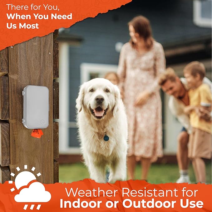 Dog Poop Bag Dispenser - Outdoor or Indoor Pet Waste Bag Dispenser Station - Stick-On or Screw-On Wall Mount - Poop Bags Storage Outdoor Container - Includes 4 Doggie Bag Rolls (Gray)