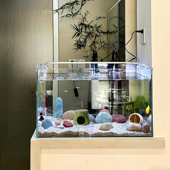 Aquarium Decor Cave Betta Fish Aquarium Accessories Ornaments Hiding Cave Wooden Stake Shape Hideout for Shrimp Cichlid Hermit Crab, Octopus Hiding Breeding for Tank (Green)