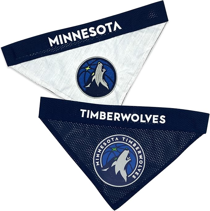 Pets First NBA Dog Bandana -Minnesota Timberwolves Reversible Bandana. 2 Sided Home & Away Sports Bandana with a Premium Embroidery Team Logo, Small/Medium