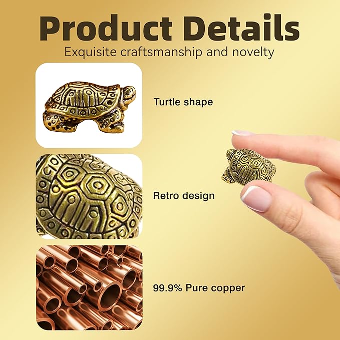 6 Pcs Copper Bath Disks Ornaments Mini Turtle Shape, Retro Copper Birdbath Purification Cleaner, Fit for Outdoor Birdbaths, Bowls