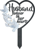 BUoonyer Stake Graves Cemetery Decorations - Husband Metal Memorial Grave Markers, Men Heart Graveyard Sympathy Plaque, Dove Remembrance Graveside Burial Decor Sign for Outside Yard Garden