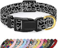 Reflective Dog Collar for Extra Small Dogs Cats, Cute Leopard Style Adjustable Heavy-Duty Nylon Puppy Collar for Boy and Girl Female, Soft Pet Accessories with Quick Release Buckle, Gray