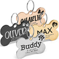 Stainless Steel Engraved Pet ID Tags for Dogs - 4 Color & 5 Shape Options, Up to 7 Lines, Personalized w/ 20 Icons, Name, Address, Phone Number #Bone