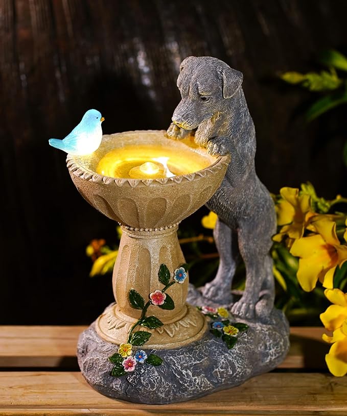 Nacome Solar Dog Garden Statues: Outdoor Decor Ornaments for Outside Decorations Lawn Porch Yard Art Patio Balcony - Birthday Gifts for Mom Grandma Women Lover