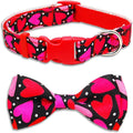 Valentine’s Day Dog Collar Adjustable Puppy Collar with Red & Pink Heart Pattern, Cute Pet Accessories for Small Medium Large Dogs