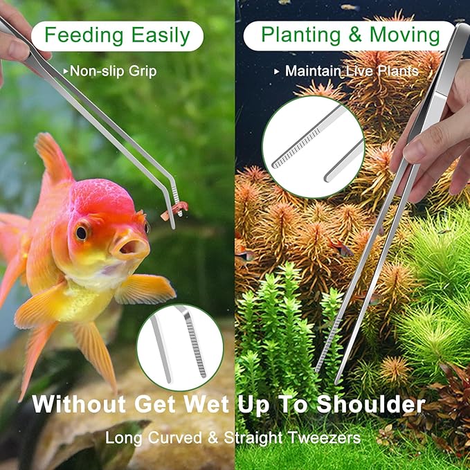 4Pcs Aquascaping Tools, Jeimier Aquascape Kit, Long and Strong Aquarium Tweezers, Scissors, Algae Scraper, Aquarium Plant Tools, Fish Tank Plant Trimming Kit