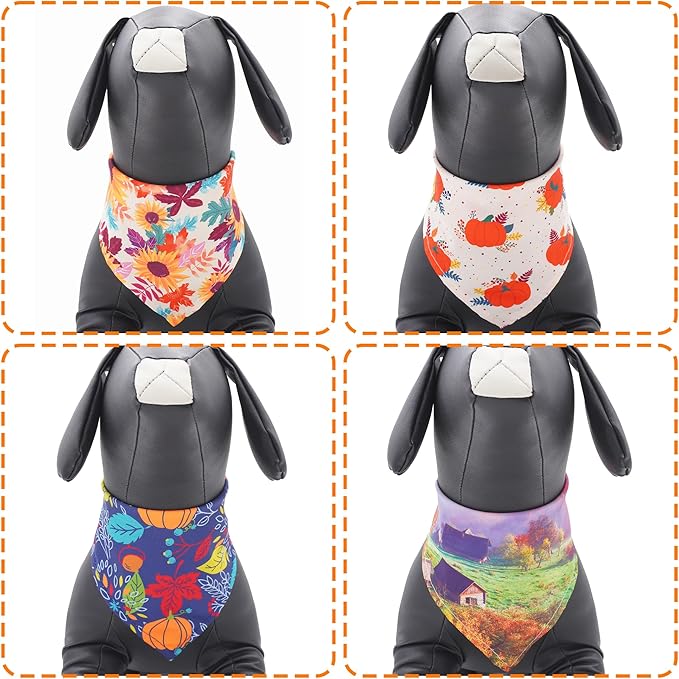 30 Pcs Fall Dog Bandanas Bulk for Small Dogs 18 Inch Stitch Edge Dog Bandanas Autumn Scarves for Puppy Cats Breed Grooming S