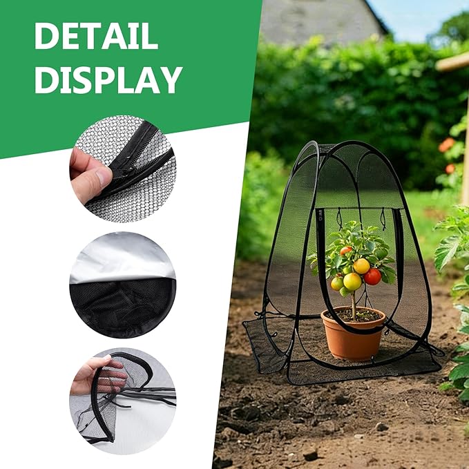 2 Pack 28 x 28 x 32 Inch Pop-up Gardening Net Cover with 8 Extended Stakes, Windproof Blizzard-Resistant, Plant Tent Cage for Vegetable Flower Fruit, Guard from Bird and Pest