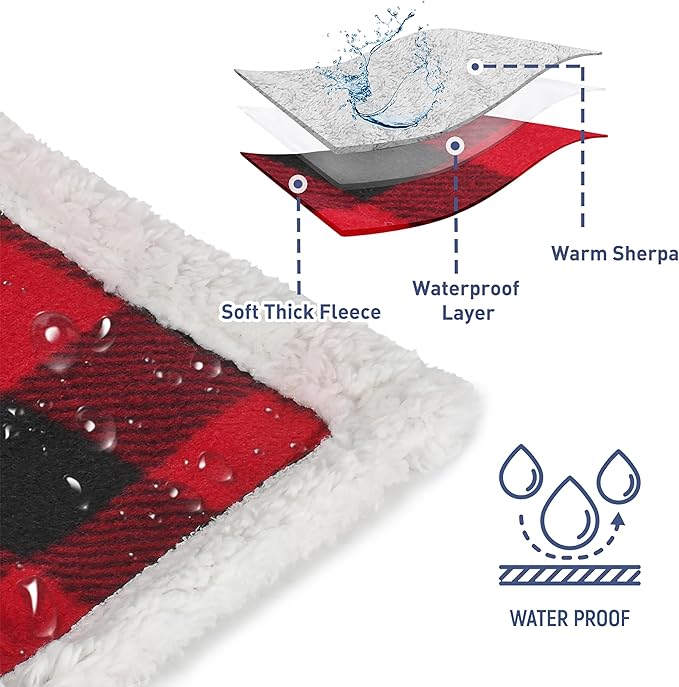 Kritter Planet Waterproof Pet Blanket for Bed, Reversible Sherpa Fleece Protector Couch Cover for Pets, Liquid Proof Furniture Protector for Medium Large Dogs