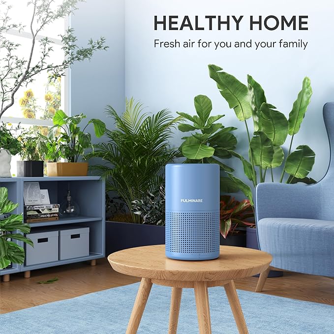 FULMINARE Air Purifiers for Home Bedroom H13 HEPA Air Purifier, 3 Speeds, Timer, 24dB, Small Mini Air Purifier with Night Light, Deep Blue