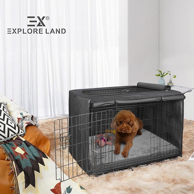 Explore Land Waterproof Dog Bed Cover Machine Washable Fluffy Dog Bed Replacement Cover for 54 Inch Crate, 54Lx36Wx4H inch, Gray