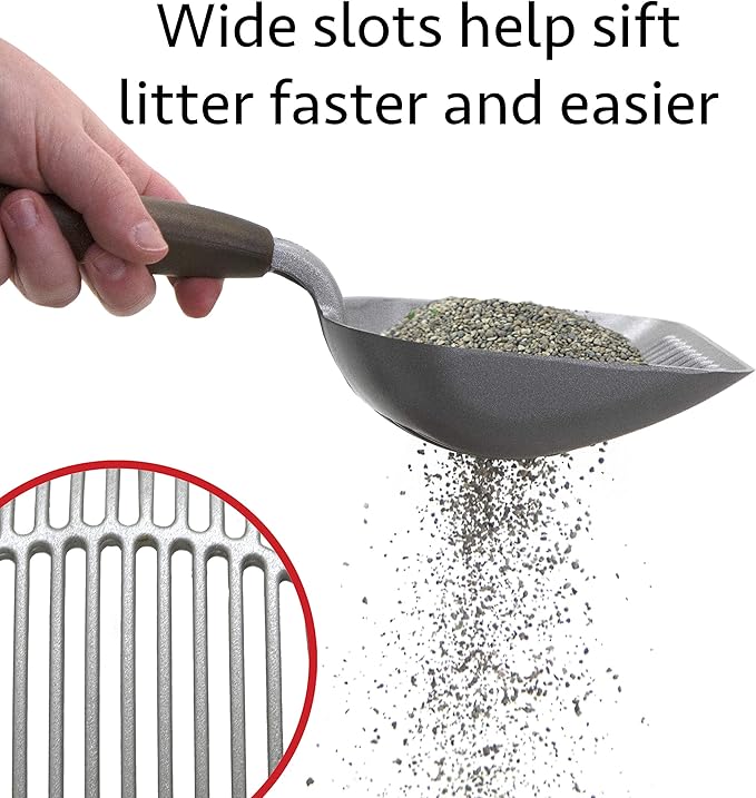 Kitty City Metal Cat Litter Scoop – Durable Non-Stick Aluminum Cat Scoop with Ergonomic Handle, Wide Slotted Design for Easy Cleaning, Reusable & Long-Lasting