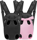 YUDODO 2-Pack Pet Dog Carrier Backpack Adjustable Dog Front Carrier, Legs Out Easy-Fit Dog Travel Backpack Carrier for Hiking Camping for Small Medium Dogs Cats and Rabbits (Medium Black+Pink)