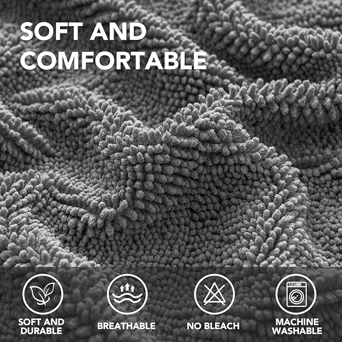 H.VERSAILTEX Non Slip Pet Couch Cover Chenille Dog Bed Protector Thick Soft Sofa Slipcover Pet Friendly Washable Couch Cushion Covers for Pets (52" x 82", Gray)