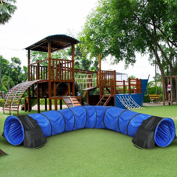 16 ft Dog Agility Equipment Dog Agility Tunnel with Sandbags and Carry Bag Dog Tunnel for Outdoor Indoor Backyard Agility Training Play Playground