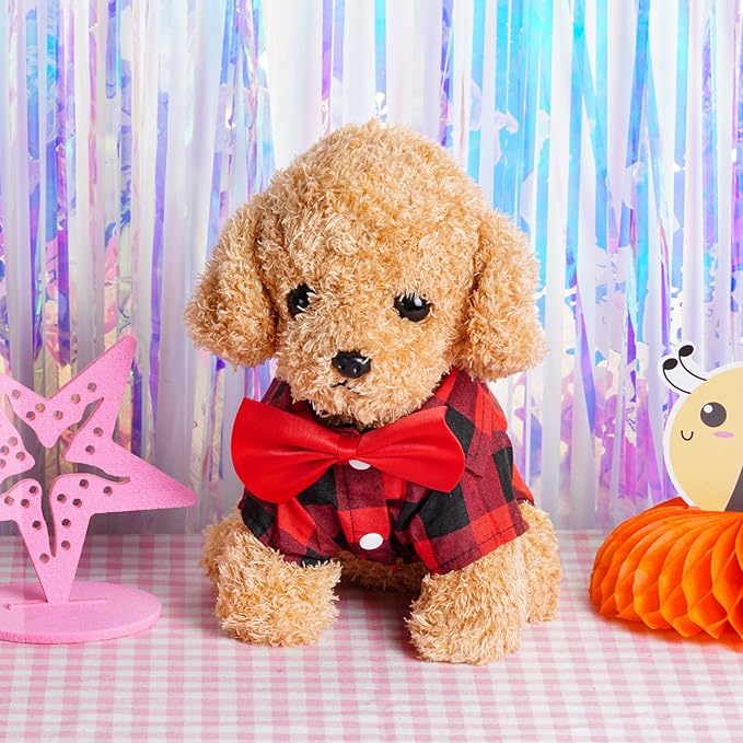 Tongcloud 3 Pack Plaid Puppy Cat Shirt - Cute Dog Shirts for Small Dogs and Cats - Birthday Party and Holiday Photo