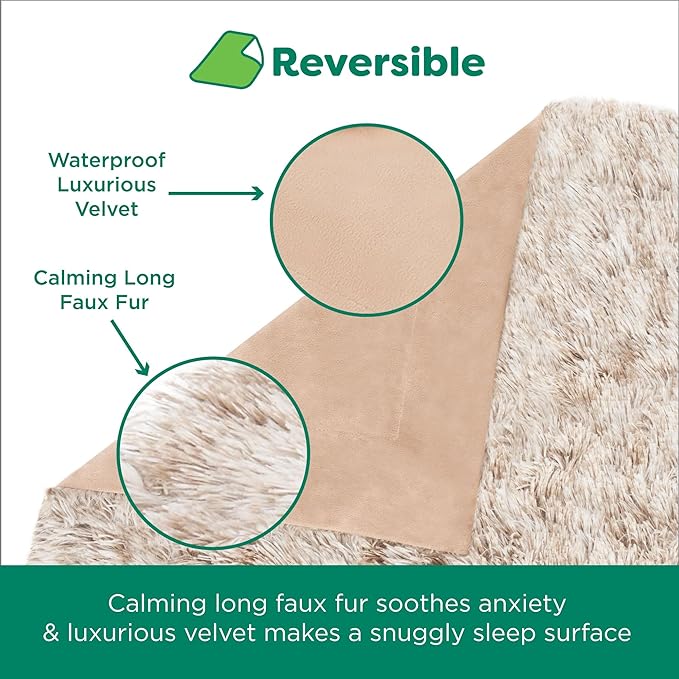 Furhaven Waterproof Throw Blanket for Dogs & Indoor Cats, Washable - Shaggy Plush Calming Long Faux Fur & Velvet Dog Blanket - Driftwood, Large (Pack of 2)