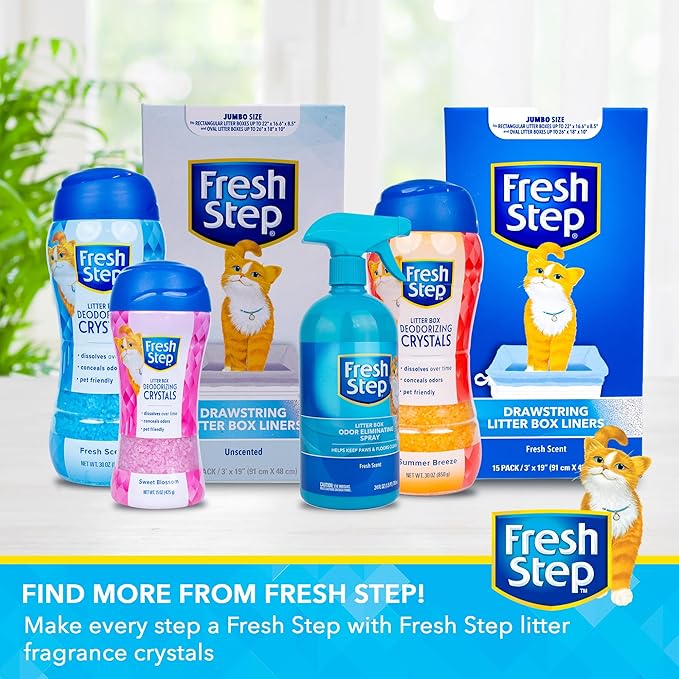 Fresh Step Cat Litter Crystals Deodorizer, Non Toxic Odor Neutralizing Crystals for Litter Boxes that Help Control Smells and Keep Home Areas Fresh, Resealable Bag, Summer Breeze Scent, 30 Ounce