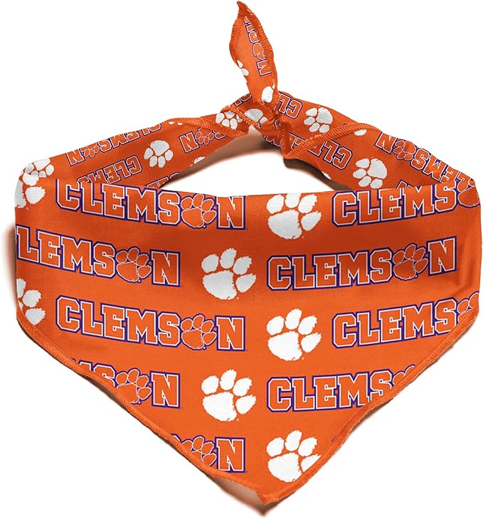 Clemson Tigers Officially Licensed Bandana for Dogs and Cats | Fits Pets Great Gift Idea | Easy-to-Tie (Small, 13")