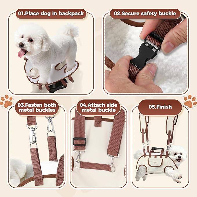 Hands Free Dog Backpack Carrier for Small Dogs, Yorkie Shoulder Carrier Sling Backpack Carriers Dog Lift Harness Portable Breathable Pet Carrier Backpack for Small Puppies (S, 4.4-8.8 lbs)