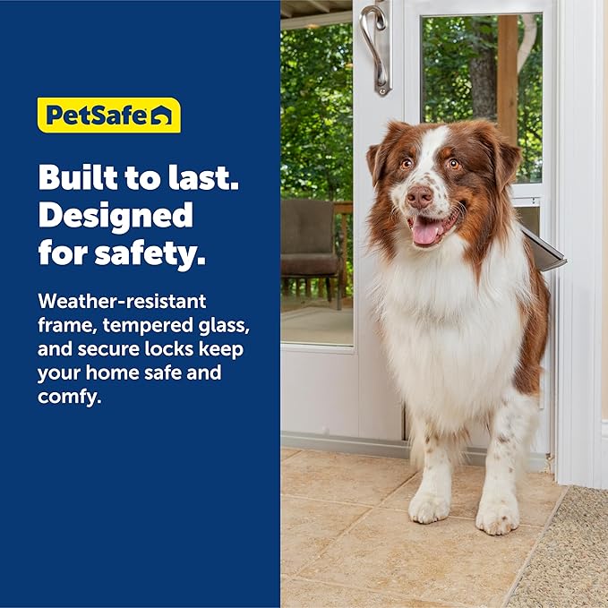 PetSafe Sliding Glass Pet Door - No-Cut DIY Install Doggy Door for Renters - Aluminum Frame - Adjustable Height 91 7/16" to 96" - Ideal for Large Dogs Up to 100 lb - White