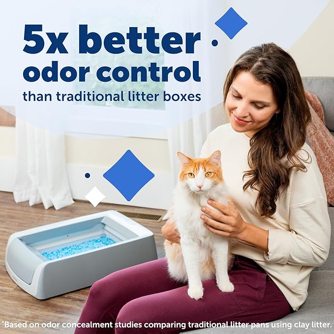 PetSafe ScoopFree Crystal Pro Legacy Self-Cleaning Automatic Litter Box - Uncovered Motion-Sensing Cat Box with Integrated Health Counter - Includes 1 Disposable Crystal Litter Tray
