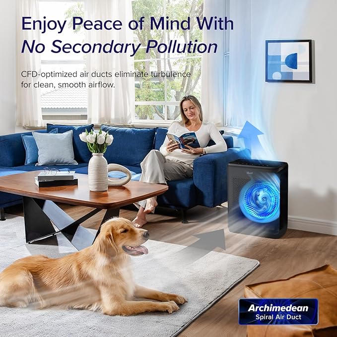 LEVOIT Air Purifiers for Home Large Room Up to 1875 Ft² with Washable Pre-Filter, AHAM VERIFIDE, Air Quality Monitor, HEPA Sleep Mode for Allergies, Pet Hair in Bedroom, Vital 200S-P, Black