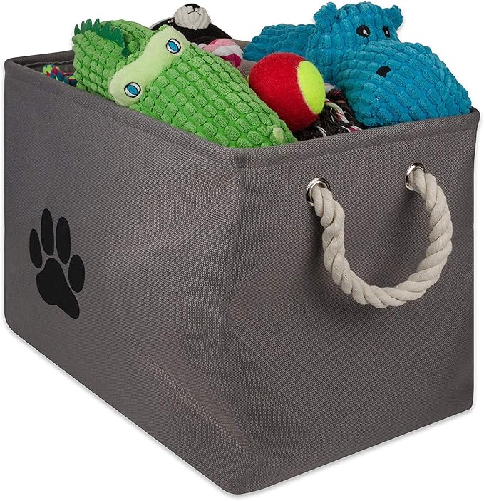Bone Dry Pet Storage Collection Collapsible Bin, Small Rectangle, Gray