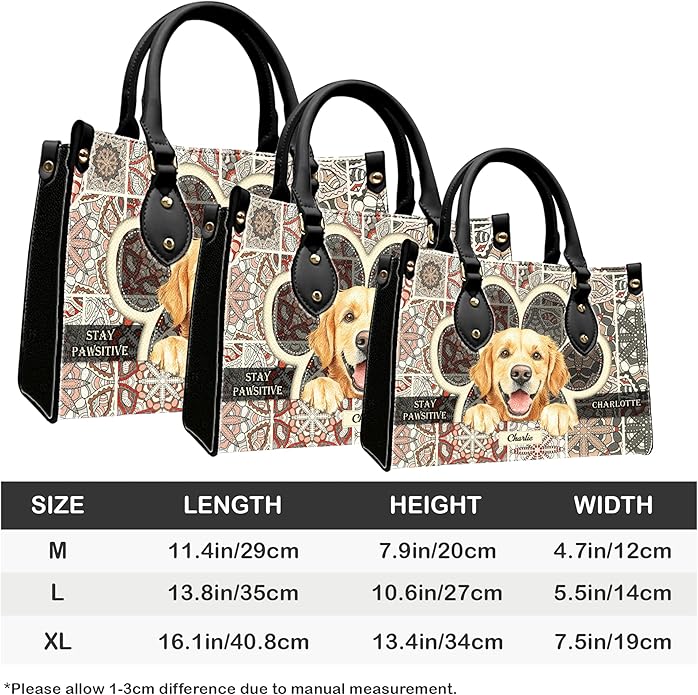 Personalized Pet Mom Leather Handbag – Custom Name Dog Cat Photo Purse, Pet Lover Gifts for Women, Christmas