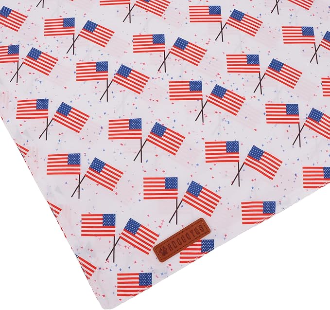 ADOGGYGO American Flag Dog Bandana 2 Pack, Reversible White Red USA Flag Pet Scarf Bib, Adjustable Fit 4th of July Bandanas for Medium Large Dogs Pets (Large)