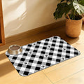 Cat Checked Plaid Dog Cat Food Mat, Absorbent Feeding Mat with Fast-Dry Surface, Rubber Backing for Messy Drinkers – 12x20 Inch