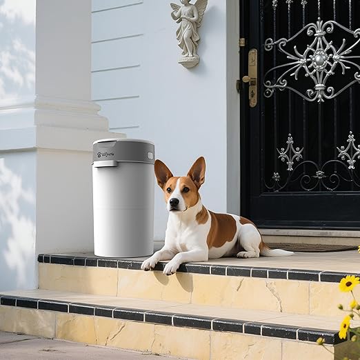 Pet Trash Can| Dog Waste Disposal System for Outdoor and Indoor Odor Control | Dog Poop Trash can | Includes 4 Square Refill Bag