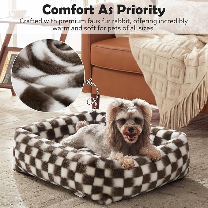JOEJOY Large Dog Beds Large Sized Dog, Rectangle Washable Orthopedic Corduroy Fleece Pet Bed with Removable Zipper Cover, Cute Soft Calming Puppy Bed with Non Skid Bottom