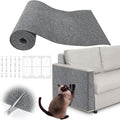 Cat Scratch Furniture Protector - 100" x 13.8" Trimmable Self-Adhesive Cats Claws Scratch Pads, DIY Cat Climbing Couch Protector for Scratch Post Cat Tree Replacement Indoor (Light Gray)