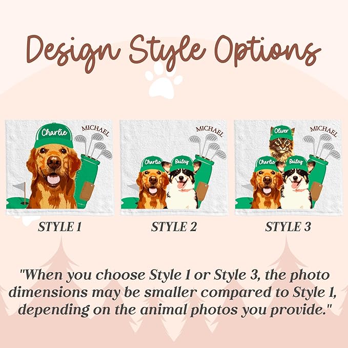 Custom Pet Golf Towel – Personalized Golf Club Towel with Your Dog or Cat Photo & Name – Unique Pet Lover Golf Accessory Gift for Golfers & Pet Owners – Christmas, Birthday or Father’s Day Present