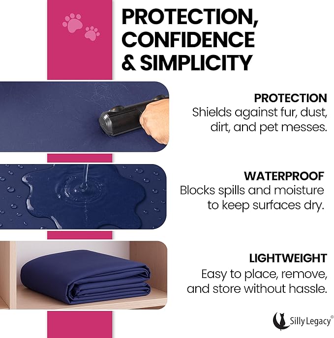 SILLY LEGACY Thin Reversible Waterproof Protective Cover for Bed (Twin Size, 90 x 55 inch), for Pets, Babies; Incontinence, Dirt, Drool