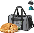 Cat Travel Carrier .Foldable Dog Carrier Bag, Soft Sided cat Carrier up to 20 Lbs,Pet Carrier Soft-Sided Escape Proof with 4 Ventilated Windows, Airline Approved Cat Carrier (Grey)