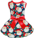 Pohshido Christmas Dog Dress, Winter Holiday Santa Claus Skirt with Cute Bow for Boys and Girls Small Pet Puppies Doggie