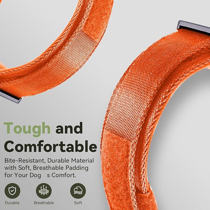 2026 Upgrade Waterproof AirTag Dog Collar, Military Tactical Dog Collar with AirTag Holder, Comfortable Control Handle and Metal Buckle, GPS Dog Collar Holder for Medium to Large Dogs (Orange, XL)