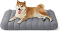 LE SURE Cute Orthopedic Dog Bed Medium Size Dog, Waterproof Chic Flat Pet Beds with Removable Washable Cover, Fuzzy Thick Egg Crate Foam Pet Mat for Indoor Use (30" x 20", Grey)