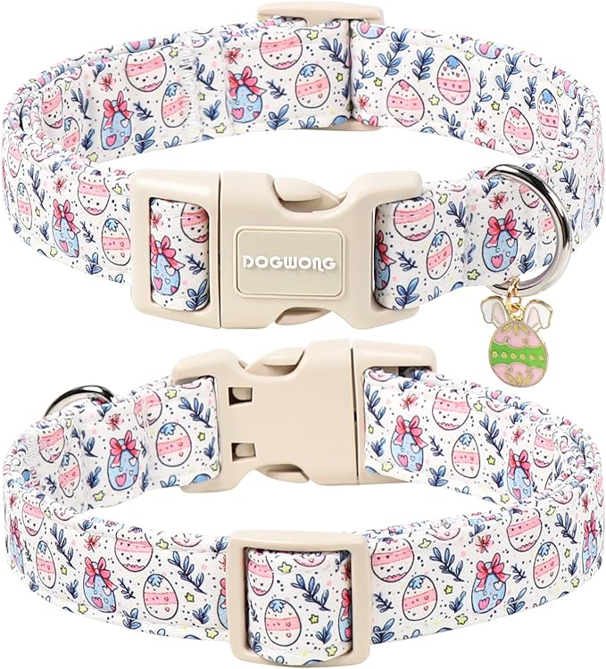DOGWONG Cute Easter Egg Dog Collar, Adjustable Soft Egg Pet Collar for Small Medium Large Dogs,M Visit The Elegant Little Tail Store