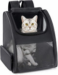 Cat Backpack Carrier for Small Dogs and Cats Fit Up to 15 Lbs,Small Dog Backpack, Foldable with 3-Side Mesh Windows, Pet Carrier for Travel & Hiking Friendly，Black